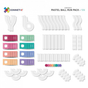 Set de constructie magnetic cu circuite cu bile, Connetix Magnetic Tiles, Pastel Ball Run 106 piese - Img 5