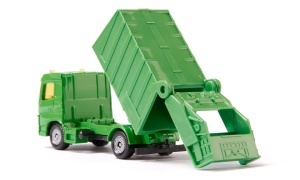 Set SIKU mașină gunoi verde și măturătoare portocalie jucărie salubritate copii