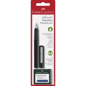 Stilou Faber-Castell + 6 cartușe cerneală albastră, Negru