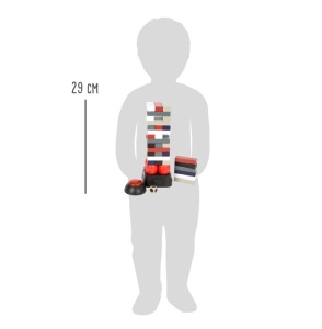 Joc Wobble Tower Dynamite Small Foot cu turn din piese colorate, bază cu efect de vibrație, zar și cronometru pentru partide pline de suspans și îndemânare.