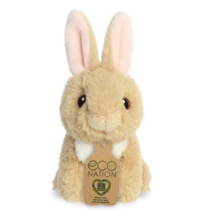 Eco Nation Iepuraș pluș bej deschis de 13 cm, cu urechi lungi și aspect adorabil, potrivit pentru copii și iubitorii de animale.