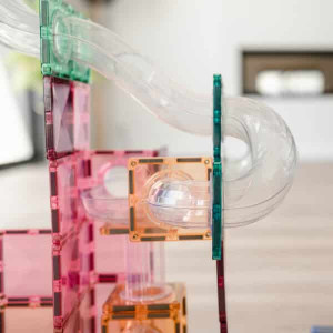 Extensii pentru setul de constructie magnetic, Connetix Magnetic Tiles, Pastel Ball Run Pack 80 piese - Img 6