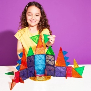 Set educativ magnetic MAGNA-TILES Combo + microMAGS 46 piese – plăci magnetice clasice și micro pentru copii 3–12 ani