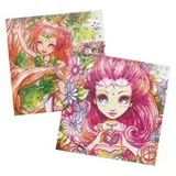 Set creativ cu pietricele pe numere ce include două planșe adezive, 4500 de strasuri colorate, aplicator și accesorii pentru realizarea unor tablouri strălucitoare.