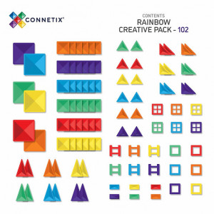 Set educativ magnetic Connetix Rainbow Big Pack 102 piese, culori curcubeu.