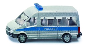 Model SIKU 0804 Autobuzul Poliției Mercedes-Benz – miniatură metalică realistă, detalii fine, roți mobile, calitate germană.