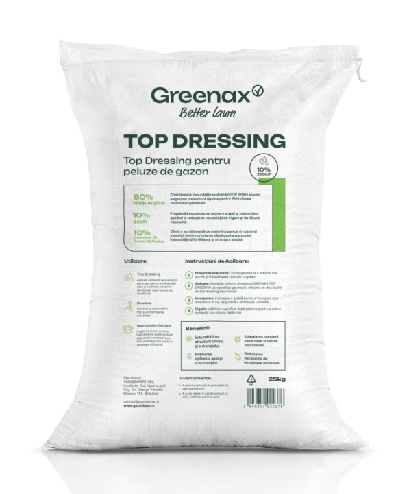 Greenax Top Dressing, nisip pentru gazon cu 10 % Zeolit și 10 % Îngrășământ, 25 kilograme, pentru supraînsămânțare, nivelare