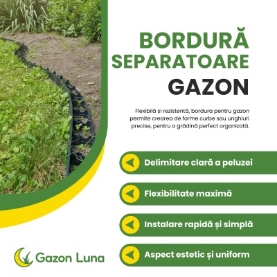 Bordură separatoare flexibilă pentru delimitarea peluzei, aleilor și zonelor decorative, înălțime 45 mm - Img 2