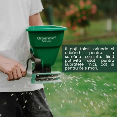 Dispozitiv de imprastiere fertilizant, seminte si sare Greenax ProFeed, 1,5 litri, 5 trepte de reglare, verde - Img 6