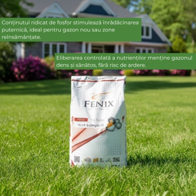 Fenix Pro Starter – Îngrășământ Gazon 20 kg, Granule Eliberare Controlată, NPK 19‑19‑5 + 2 MgO + Microelemente, Creștere Uniformă și Rezistentă - Img 5