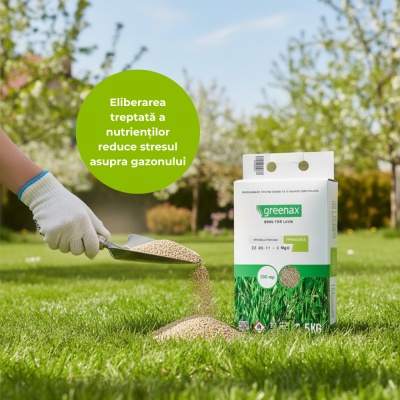 Greenax Premium Primăvară – Îngrășământ Gazon 5 kg, NPK 22‑05‑11 + 3 MgO, Eliberare Controlată XCU pentru Creștere și Verde Intens în Sezonul de Primăvară - Img 6