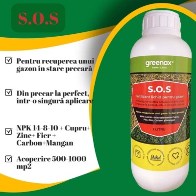 Greenax S.O.S – Îngrășământ foliar gazon 1 L, NPK 14‑8‑10 + microelemente, pentru refacerea rapidă și revitalizarea peluzelor în stare precară - Img 6