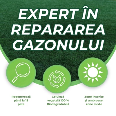 Greenax Spot Repair kit pentru repararea golurilor din gazon cu semințe, îngrășământ și mulch, 1.5 kilograme, 15 pete - Img 7