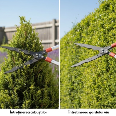 Foarfecă pentru gard viu, lame 25 cm, ondulată, acoperire teflon, mânere ajustabile Kamikaze KM-40 - Img 6