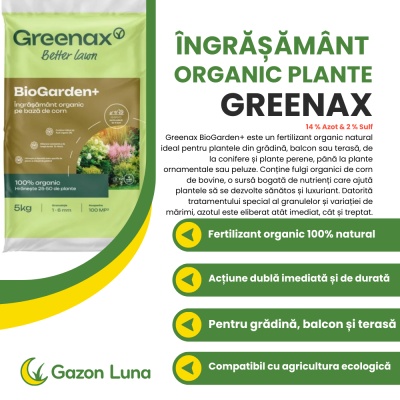 Greenax BioGarden+ – Îngrășământ Organic 5 kg pentru 25‑50 Plante, Conifere și Perene, 14 % Azot, 2 % Sulf, Creștere Rapidă și Sănătoasă - Img 2