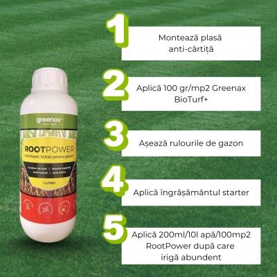 Greenax ROOTPOWER – Îngrășământ foliar gazon 1 L cu acizi humici & fulvici, azot și materie organică, pentru înrădăcinare rapidă - Img 6