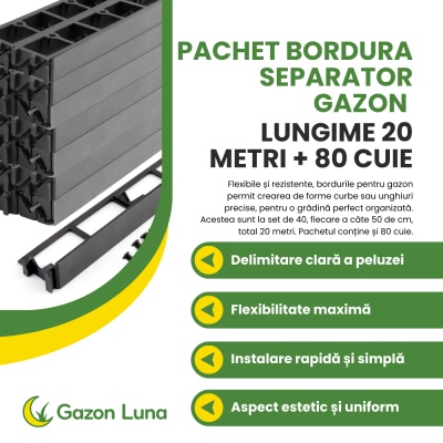 Pachet bordură separator gazon lungime 20 metri + 80 cuie - Img 2
