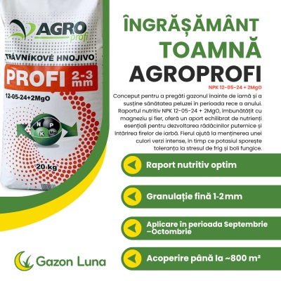 AgroProfi Toamnă – Îngrășământ Gazon 12‑05‑24 + 2 MgO, 20 kg, până la 800 m², Granule Fine 1‑2 mm, Efect Rapid - Img 2