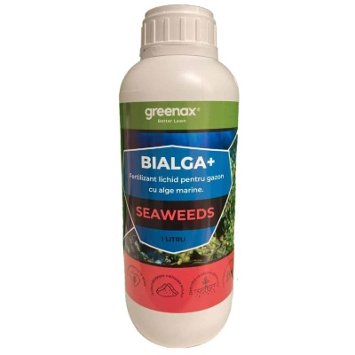 Îngrășământ foliar pentru gazon Greenax Bialga+, alge marine, acoperire 500-1000 mp2, 1 litru - Img 1