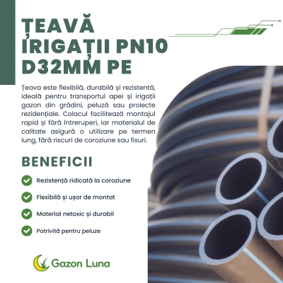 Țeavă irigații PN10 D32MM PE – colac 200 m, flexibilă și durabilă, ideală pentru irigații gazon - Img 2