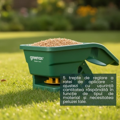 Dispozitiv de împrăștiere fertilizant, semințe și sare Greenax EasyFeed, 2,5 kg, 5 trepte de reglare, verde - Img 4