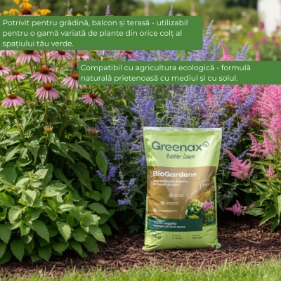 Greenax BioGarden+ – Îngrășământ Organic 5 kg pentru 25‑50 Plante, Conifere și Perene, 14 % Azot, 2 % Sulf, Creștere Rapidă și Sănătoasă - Img 6