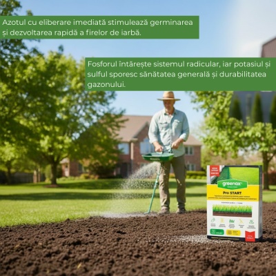 Greenax Pro START – Îngrășământ Profesional Gazon 2,5 kg, NPK 12-22-10 + Fe & S, Nutriție Constantă 4-6 Săptămâni pentru Montare Rulou și Însămânțare - Img 5