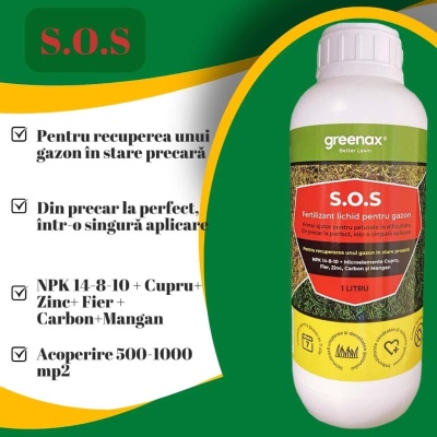 Îngrășământ foliar S.O.S, NPK 14-8-10 + microelemente, pentru salvarea peluzelor în stare precară - Img 2