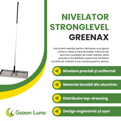 Nivelator profesional pentru gazon Greenax StrongLevel 160 x 60 x 25 cm, aluminiu & inox, nivelare și topdressing - Img 2