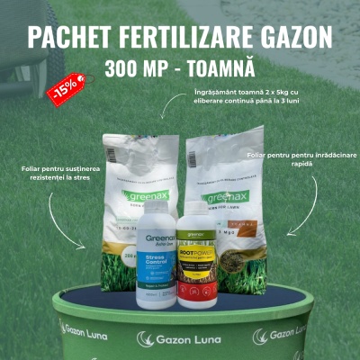Pachet fertilizare gazon, de toamnă, pentru 300 metri pătrați