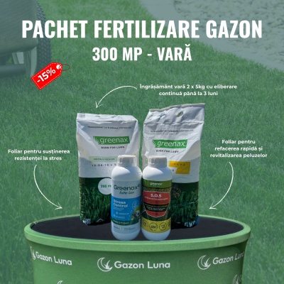 Pachet fertilizare gazon, de vară, pentru 300 metri pătrați