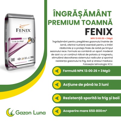 Fenix Premium Autumn – Îngrășământ Toamnă Gazon 20 kg, NPK 13‑00‑26 + 3 MgO, Eliberare Controlată XCU pentru Nutriție 10‑12 Săptămani - Img 2