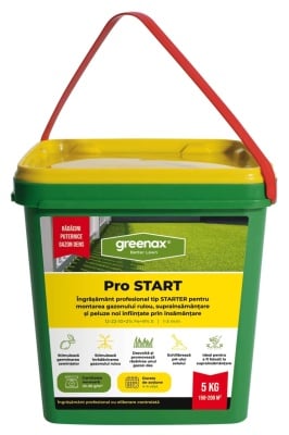 Îngrășământ profesional pentru gazon Greenax Pro START 12-22-10 + 2 % Fe + 9 % S 1-3 mm - Img 1