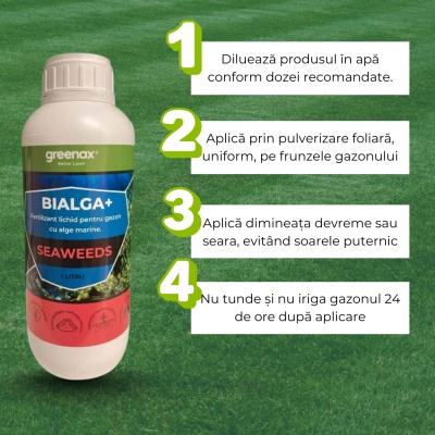 Greenax Bialga+ – Îngrășământ Foliar 1 L cu 15 % Alge Marine pentru Dezvoltare Rădăcini, Rezistență la Stres și Absorbție, Acoperire 1000 m² - Img 6