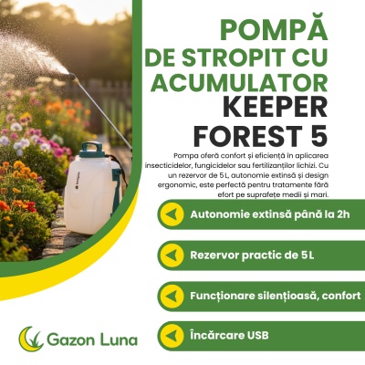 Pompă de stropit cu acumulator Keeper Forest 5, autonomie 2 ore, 5 L, duză foliar, fabricată în Spania - Img 2