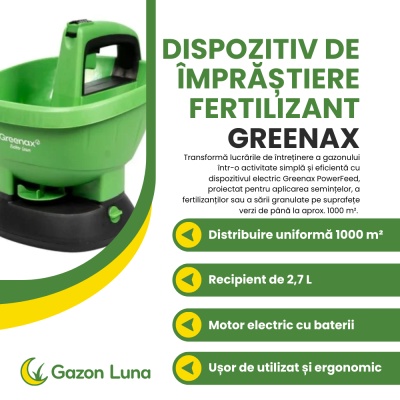 Dispozitiv imprastiere seminte si fertilizant electric Greenax PowerFeed, baterii, autonomie maximă 300 minute, sare, fertilizant și semințe - Img 3