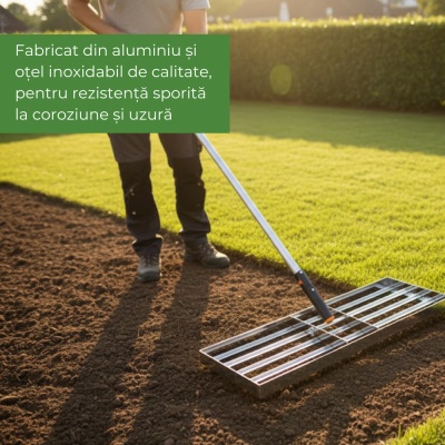 Nivelator profesional pentru gazon Greenax StrongLevel 160 x 60 x 25 cm, aluminiu & inox, nivelare și topdressing - Img 3
