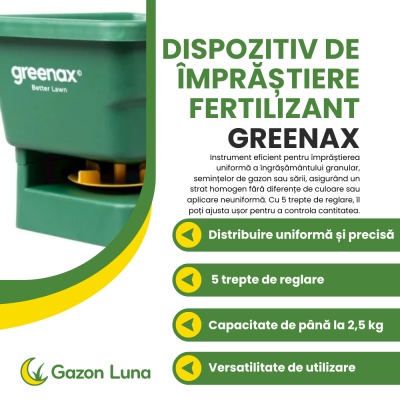 Dispozitiv de împrăștiere fertilizant, semințe și sare Greenax EasyFeed, 2,5 kg, 5 trepte de reglare, verde - Img 2