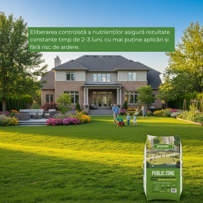 Greenax Public Zone – Îngrășământ Profesional Gazon 20 kg, NPK 15‑5‑8 + Mg + Fe + S, Eliberare Controlată 2‑3 Luni, Verde Intens și Rezistent - Img 6