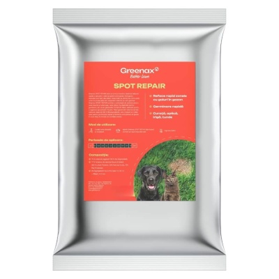 Greenax Spot Repair kit pentru repararea golurilor din gazon cu semințe, îngrășământ și mulch, 1.5 kilograme, 15 pete - Img 1