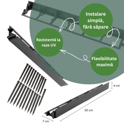 Pachet bordură separator gazon lungime 20 metri + 80 cuie - Img 4