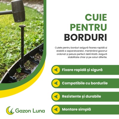 Cuie pentru borduri separatoare de gazon - o bucată, cu fixare rapidă și stabilă a separatoarelor - Img 2