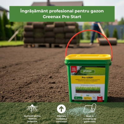 Greenax Pro START – Îngrășământ Profesional Gazon 5 kg, NPK 12-22-10 + Fe & S, Nutriție Constantă 4-6 Săptămâni pentru Montare Rulou și Însămânțare - Img 3