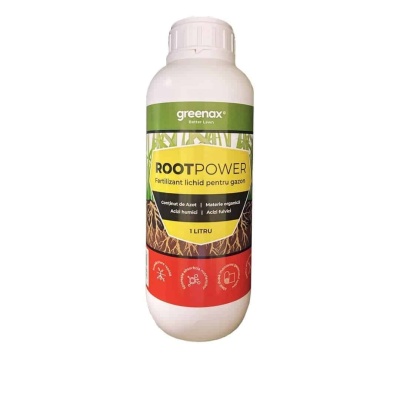Greenax ROOTPOWER – Îngrășământ foliar gazon 1 L cu acizi humici & fulvici, azot și materie organică, pentru înrădăcinare rapidă