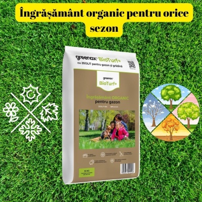 Îngrășământ organic pentru gazon Greenax BioTurf+, 10 kg, acoperire 200-350 mp2, fier, acizi humici, acizi fulvici, alge marine - Img 5