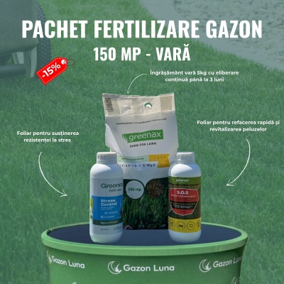 Pachet fertilizare gazon, de vară, pentru 150 metri pătrați