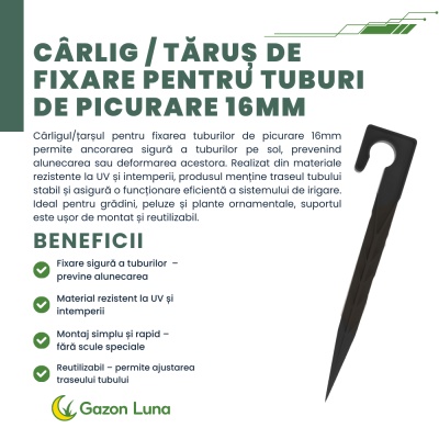 Cârlig / Tăruș de fixare pentru tuburi de picurare 16mm - Img 2