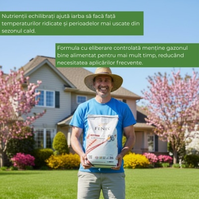 Fenix Premium Summer – Îngrășământ Profesional Gazon 20 kg, NPK 19-00-19 + MgO, Eliberare Controlată XCU pentru Nutriție de Vară - Img 4