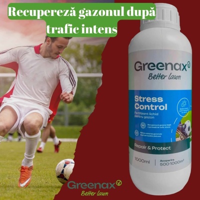 Îngrășământ foliar pentru gazon Greenax STRESS CONTROL, recuperare după trafic, secetă, ploi, pregătește gazonul pentru iarnă, 1 litru - Img 5