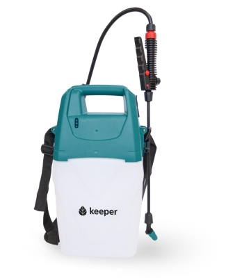 Pompă de stropit electrică Keeper Forest 10 L – acumulator Lithium, autonomie 4 ore, 2 duze (foliar și erbicide), fabricată în Spania